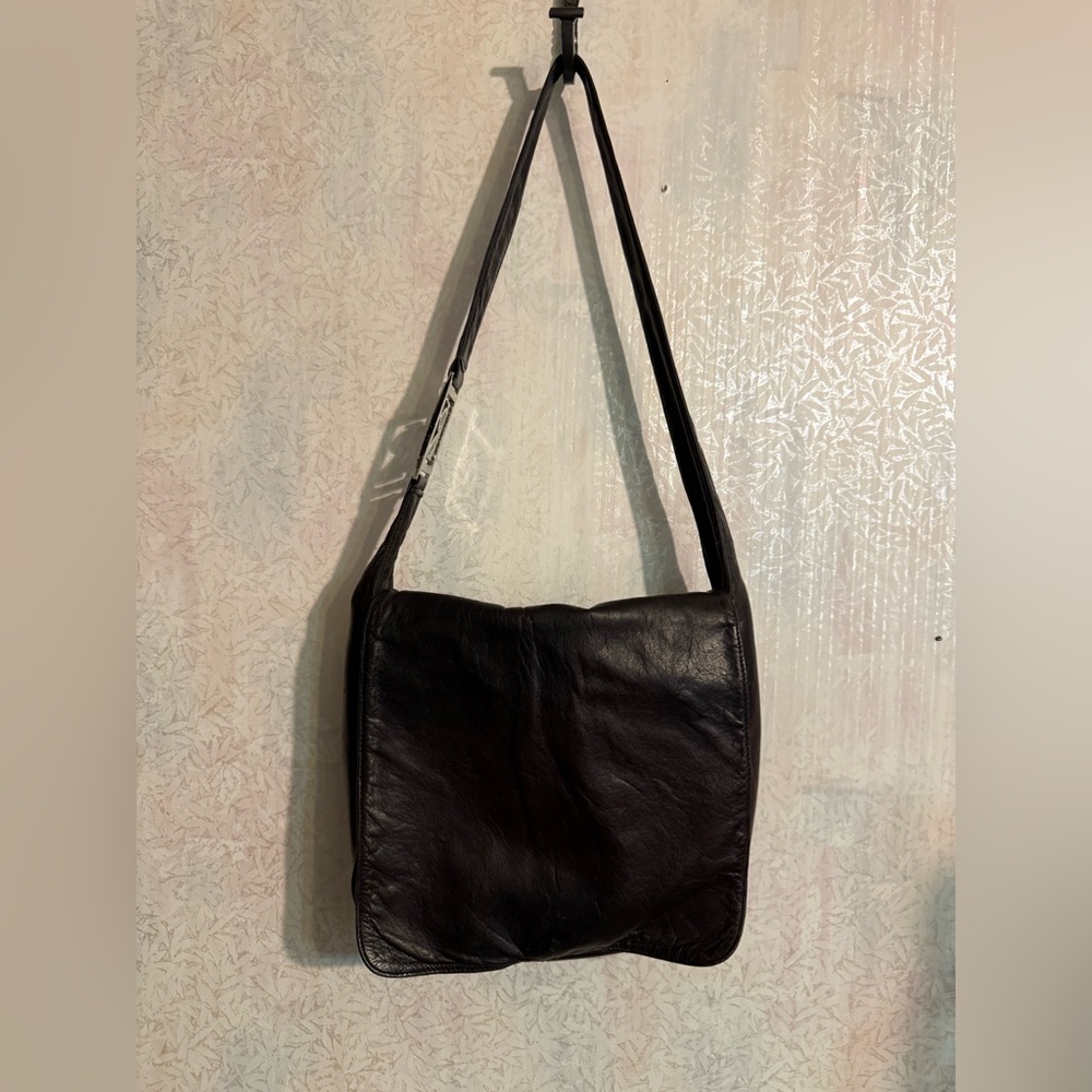 Ralph Lauren Black Leather Crossbody Bag, Butter Soft Beautiful RL Metal Hit